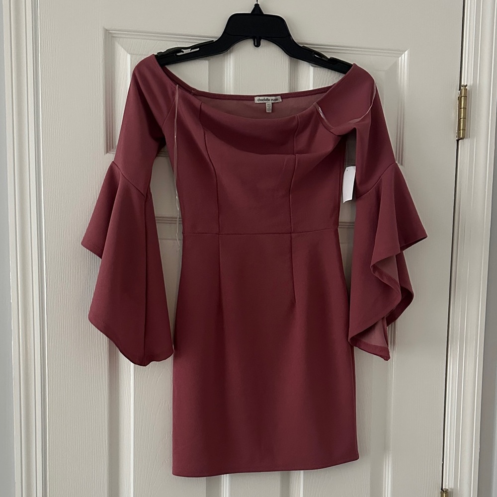 Charlotte Russe Dusty Rose Flared Sleeve Dress